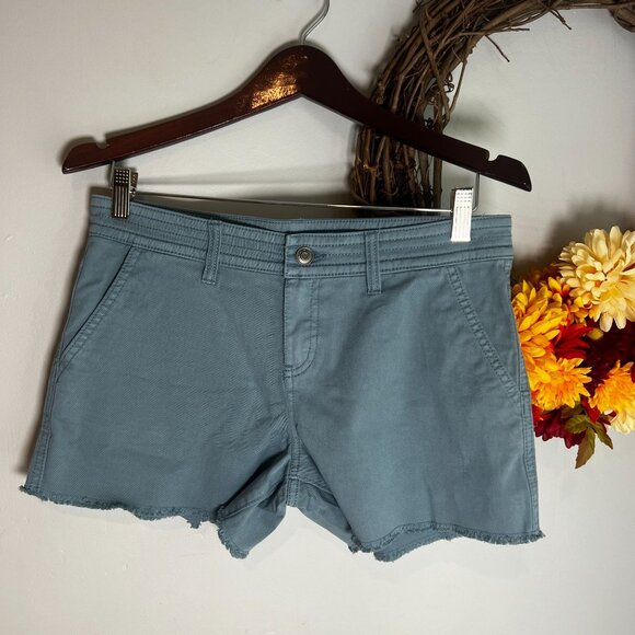 Prana Pants - prAna Womens Sancho Mid Rise Short Sz 6 in High Tide Raw Hems Vintage Vibes